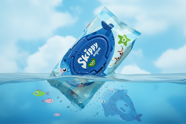 Skippy Aqua Baby Wet Wipes Packaging Design