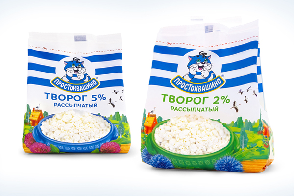 Emphasizing the quality and Belarusian origin: packaging design for “Prostokvashino” curd 
